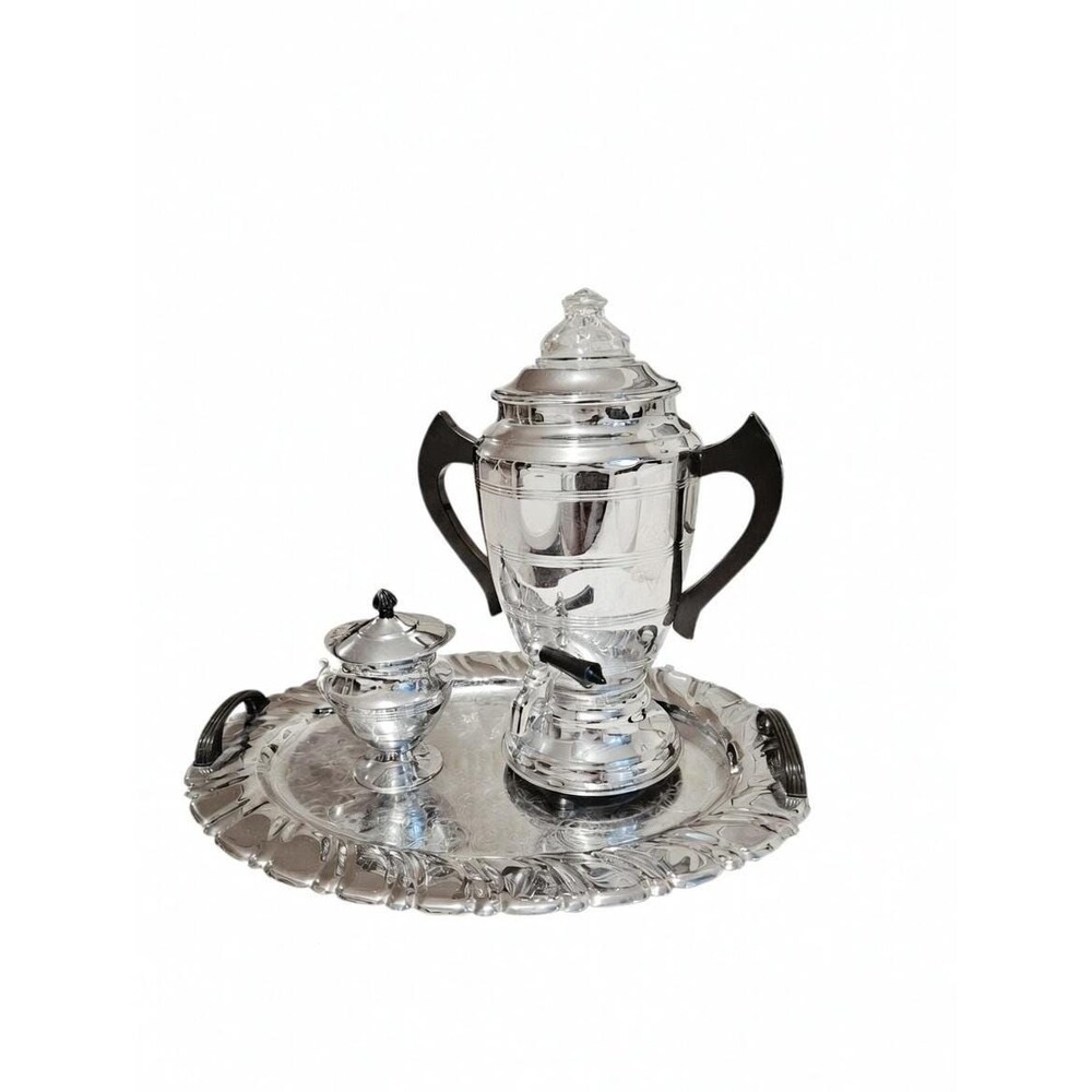 Vintage Forman Family Russian Samovar Style Tea Service Chromium Solid Brass